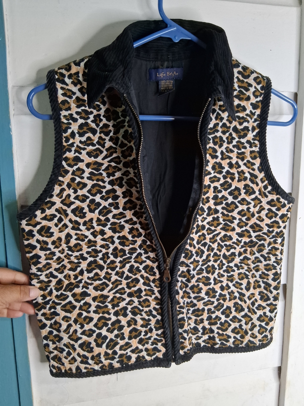 Others Follow Leopard Print Quilted Vest in Black and Brown